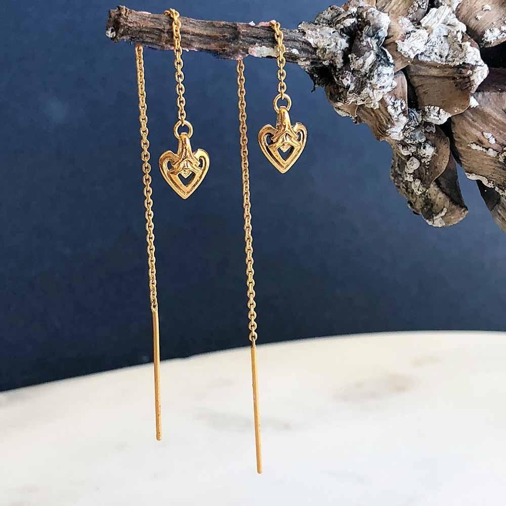 Heart Gold Threader Earring