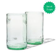 TWIN - 8oz Upcycled Glass Cups (Set of 2) - Green Tinted & Clear Glass