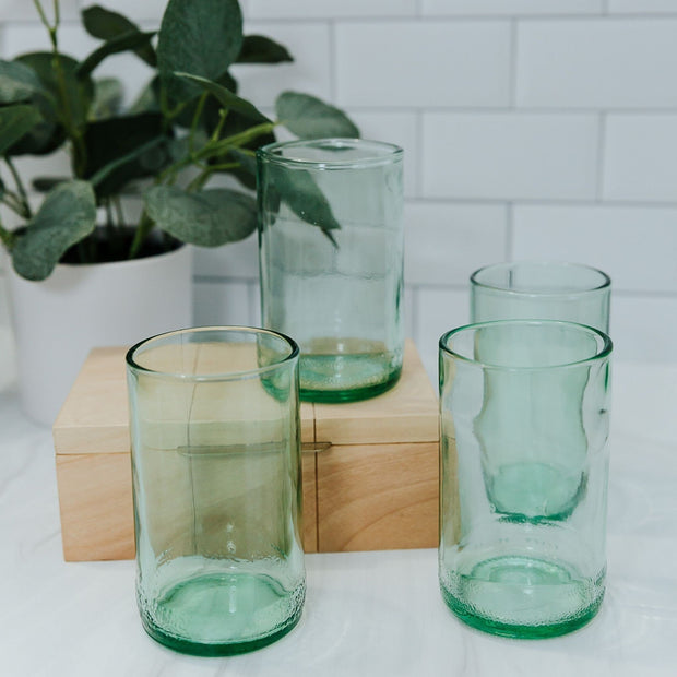 TWIN - 8oz Upcycled Glass Cups (Set of 6) - Green Tinted – DoneGood