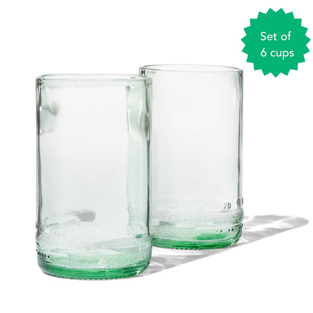 TWIN - 8oz Upcycled Glass Cups (Set of 6) - Green Tinted