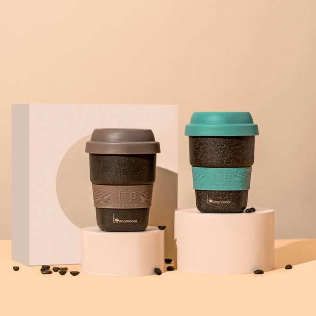 Eco-friendly reusable Coffee Cup made from 40% recycled coffee grounds