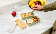 Plant-Based Stackable Bento Box | Plastic-free Lunch Box for Adults | Dishwasher and Microwave Safe | Leak Proof | 2 Dividers | Cutlery