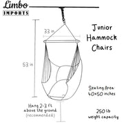 Junior Classic White Hammock Chair Swing + 2 Pillows Set