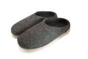 Kyrgies Wool Slippers with All Natural Sole - Low Back - Gray Mens