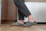 Kyrgies Wool Slippers with All Natural Sole - Low Back - Gray Womens