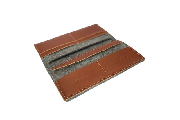 Large Felt and Leather Wallet