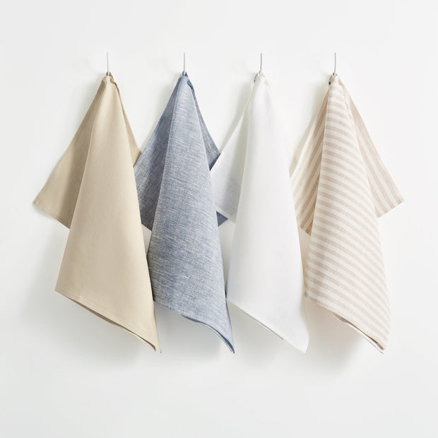 Linen Tea Towel - Undyed Stripe