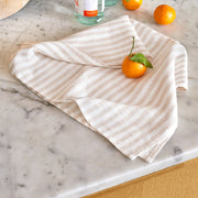 Linen Tea Towel - Undyed Stripe