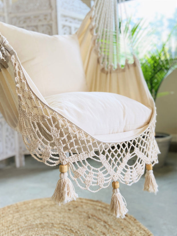 Macrame Crochet Hammock Chair + 2 Pillows Set | LUCIA