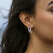 Striate Reflected-H Earrings - Sterling Silver