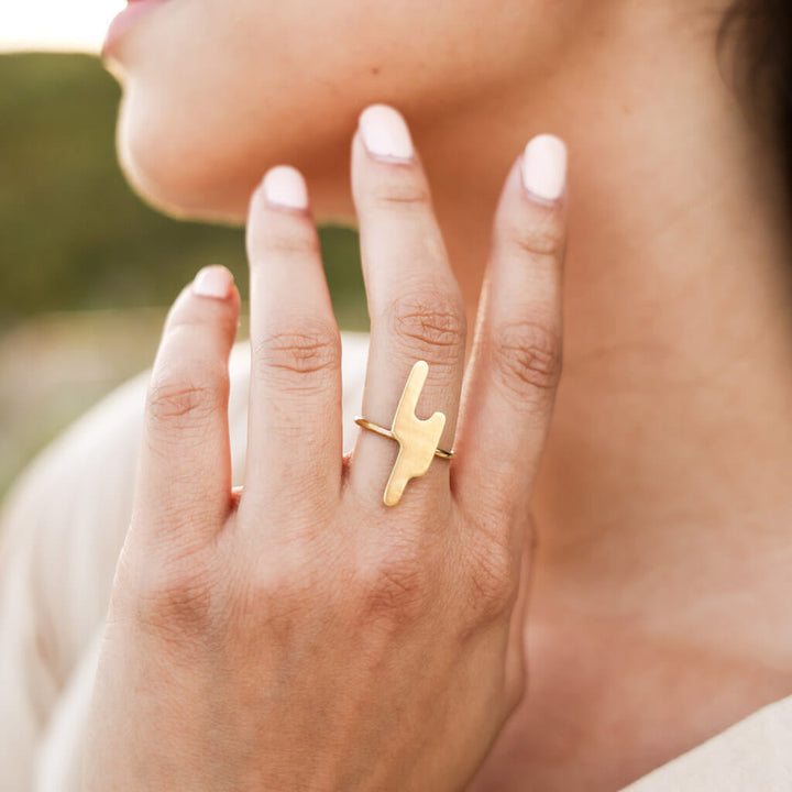 Striate Simple Ring - Brass