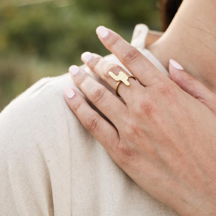 Striate Simple Ring - Brass