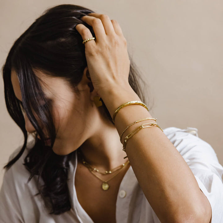 Adjustable Hammered Cuff Bangle - Hammered Brass