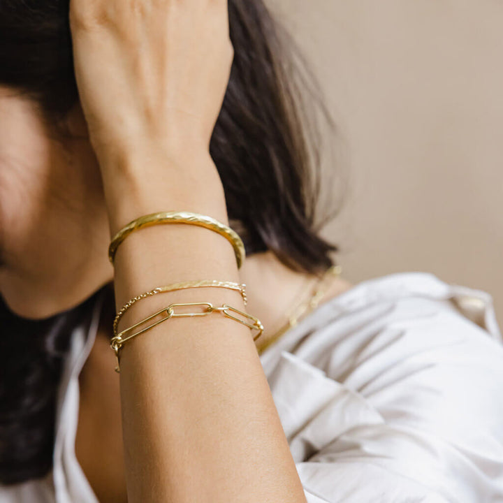 Adjustable Hammered Cuff Bangle - Hammered Brass