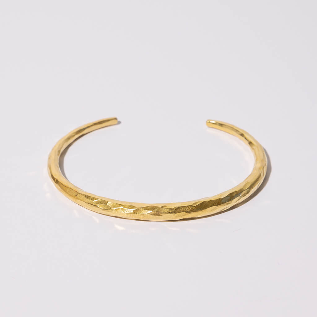 Adjustable Hammered Cuff Bangle - Hammered Brass