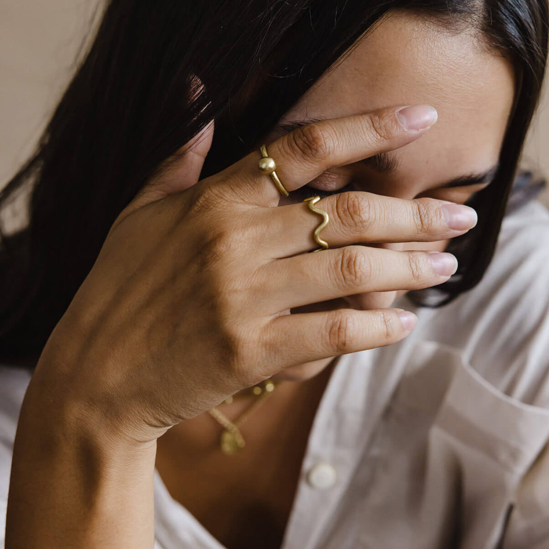 Droplet Stacking Ring - Hammered Brass