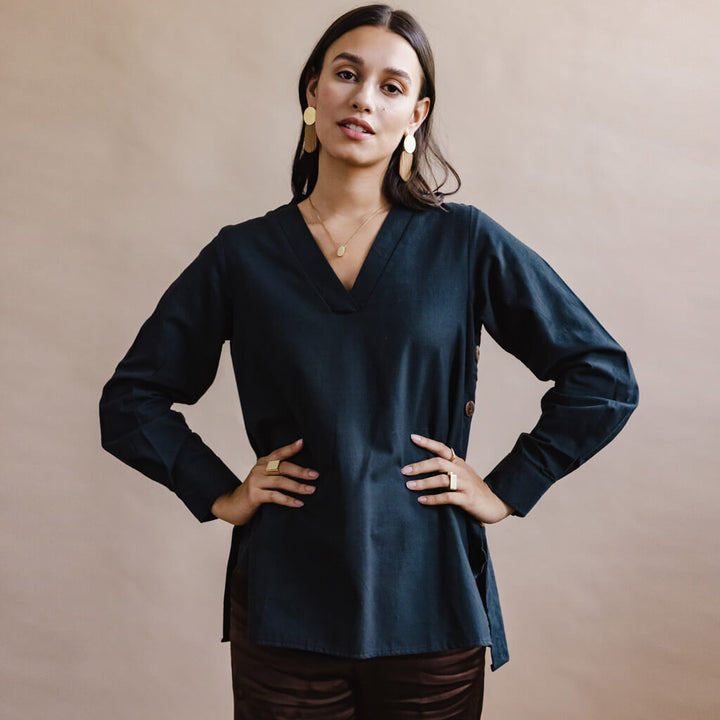 The Button Tunic - Black