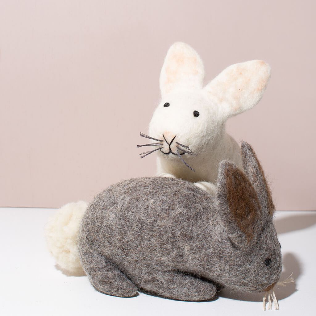 Hand Felted White Bunny