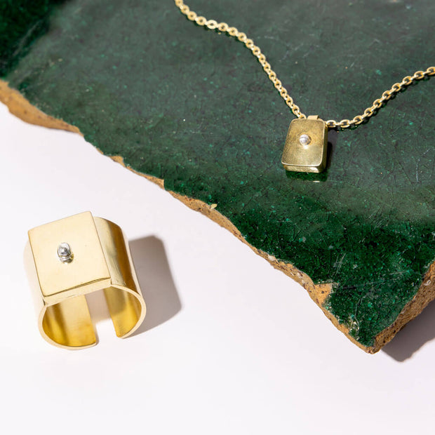 Granule Necklace - Brass + Sterling Silver