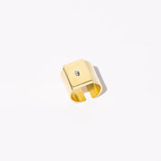 Granule Adjustable Signet Ring - Brass + Sterling
