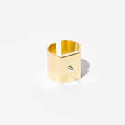 Granule Adjustable Signet Ring - Brass + Sterling