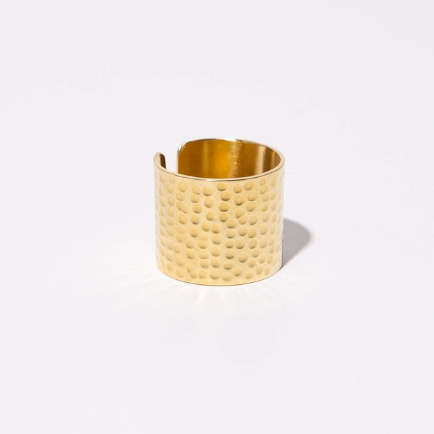 Adjustable Cuff Ring - Hammered Brass