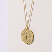 Moon Coin Pendant Necklace - Hammered Brass