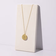 Moon Coin Pendant Necklace - Hammered Brass