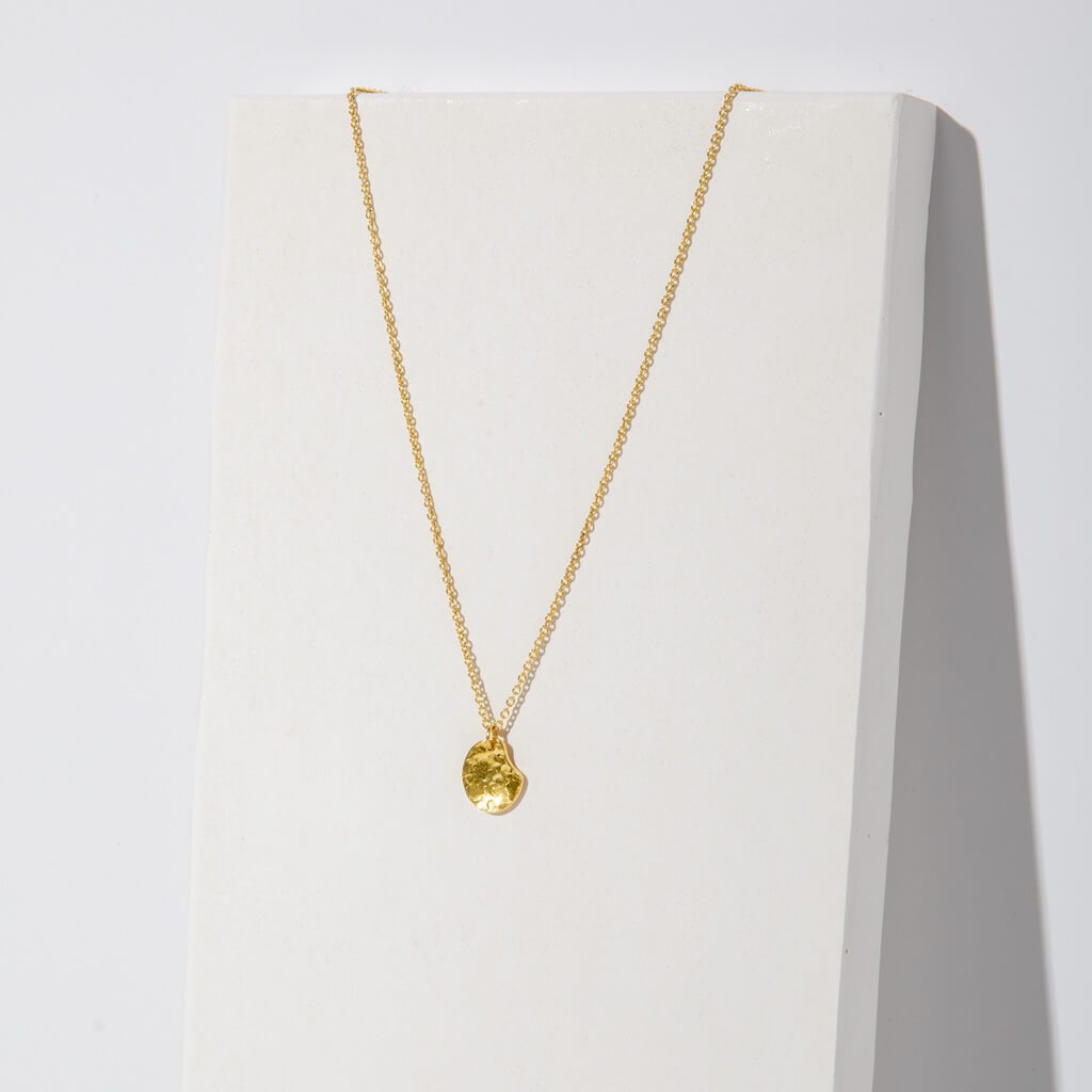 Tiny Palette Necklace - Hammered Brass