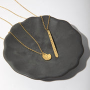 Minimal Stick Necklace - Hammered Brass