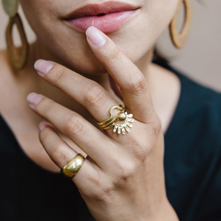 Droplet Stacking Ring - Hammered Brass