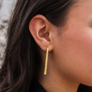 Minimal Stick Earrings - Hammered Brass