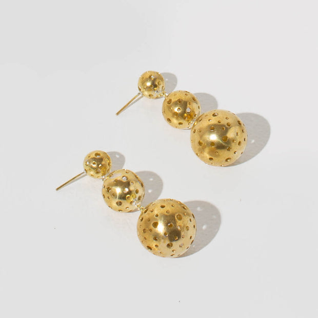 Moon Cascade Earrings - Brass