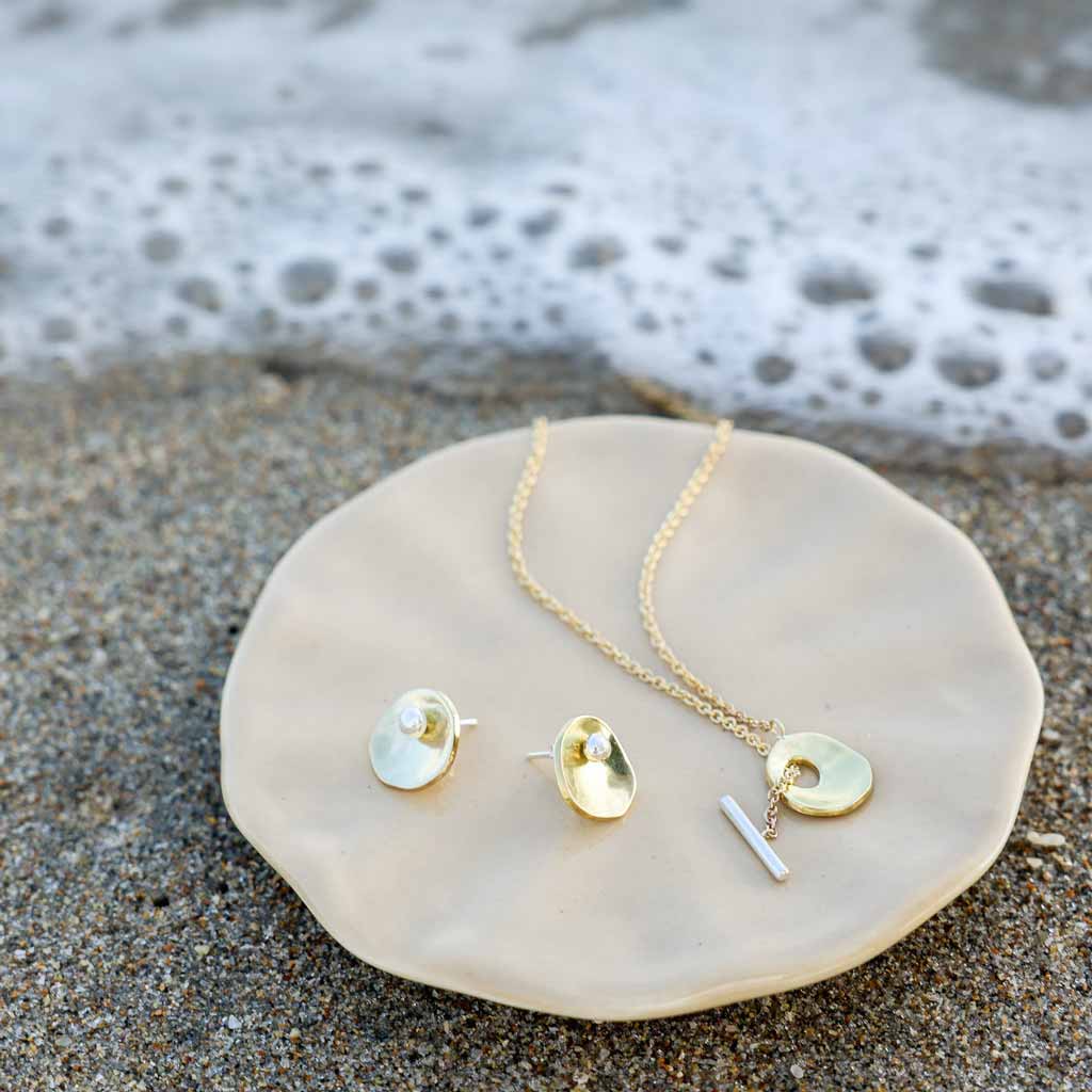 Oyster Convertible Earrings - Brass + Sterling