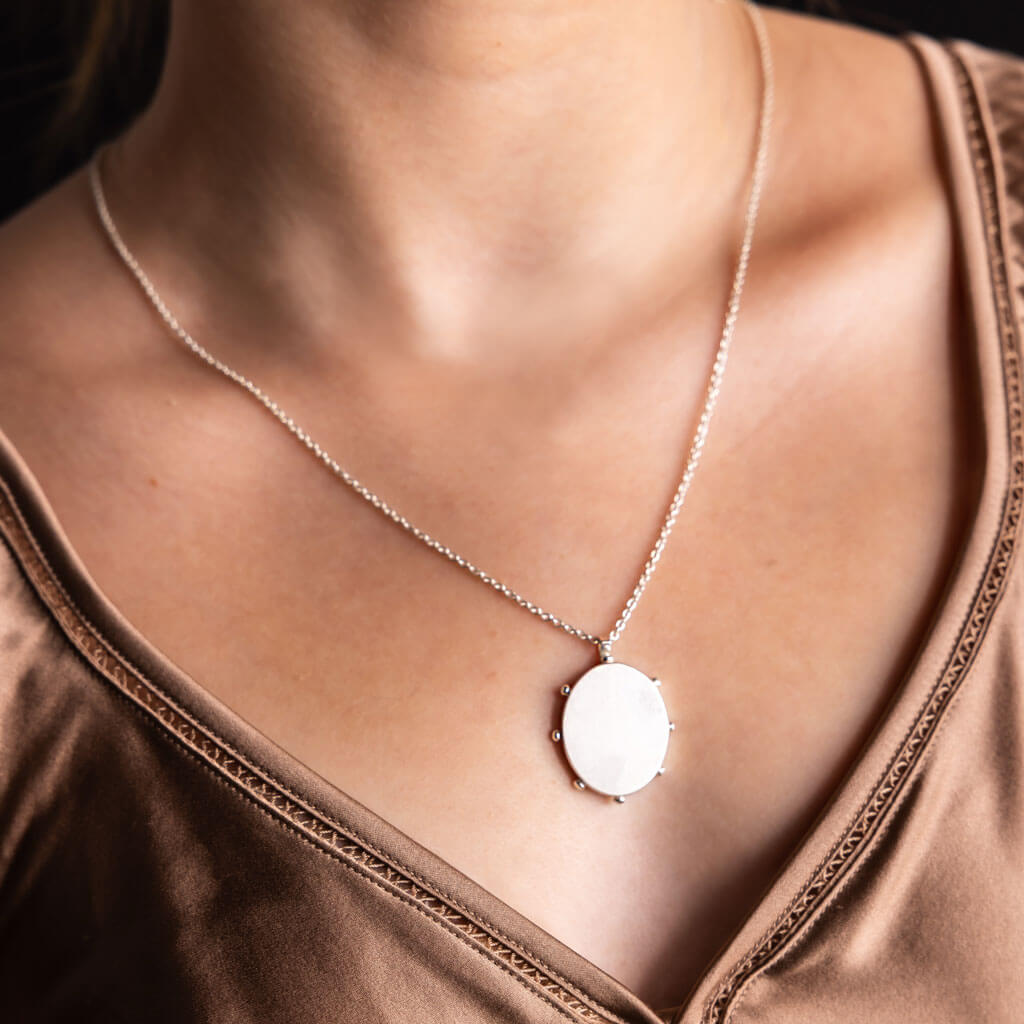 Oval Locket Necklace - Sterling Silver