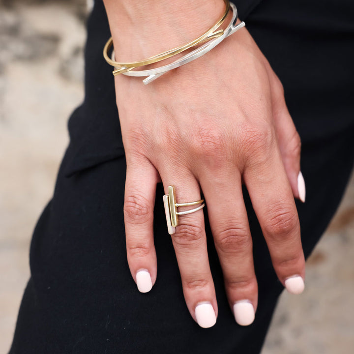 Long Oval Stick Ring - Brass