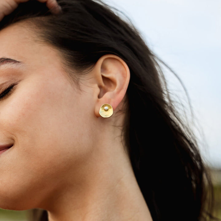 Oyster Convertible Earrings - Brass + Sterling