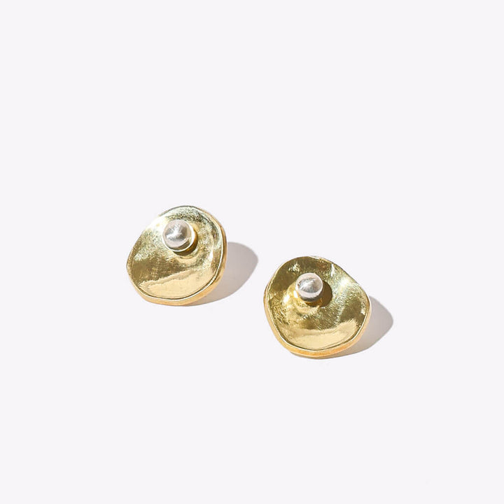 Oyster Convertible Earrings - Brass + Sterling