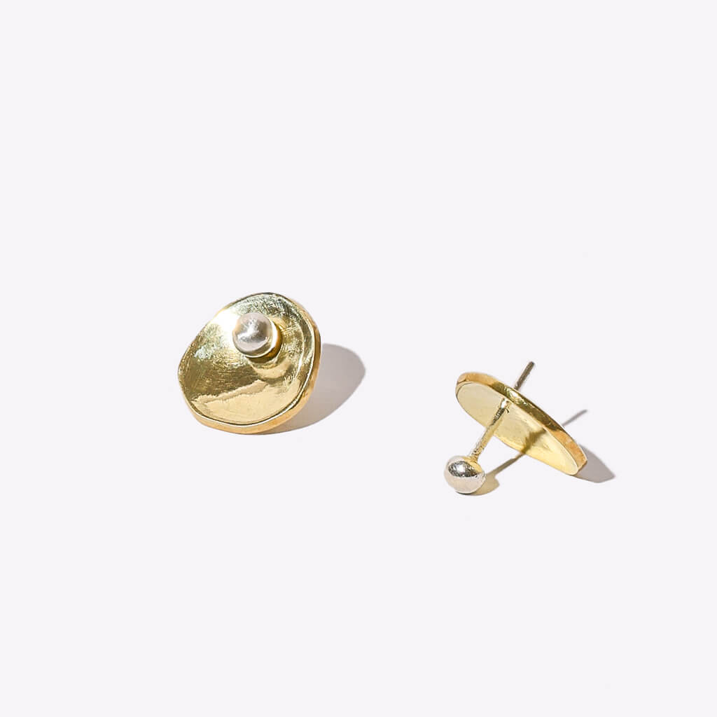 Oyster Convertible Earrings - Brass + Sterling