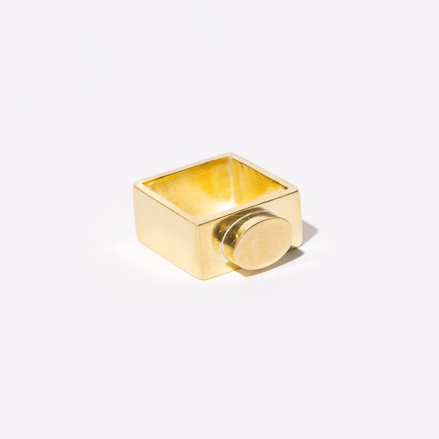Pebble Square Band Ring - Brass