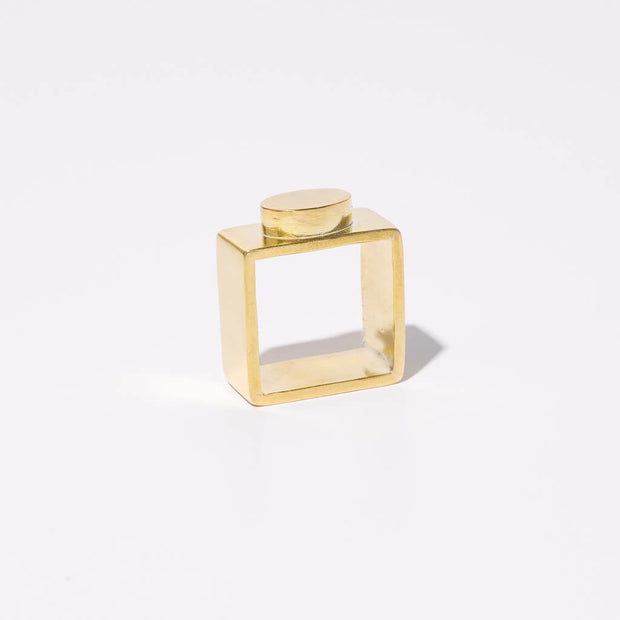 Pebble Square Band Ring - Brass
