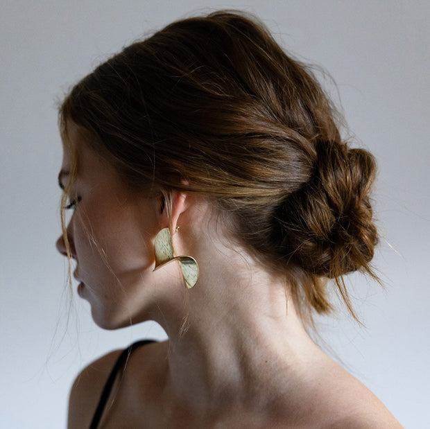 Pirouette Statement Earrings - Hammered Brass