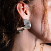 Pirouette Statement Earrings - Hammered Sterling