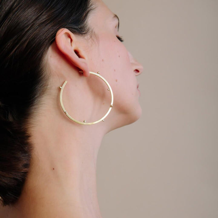 Rain Hoop Earrings - Brass