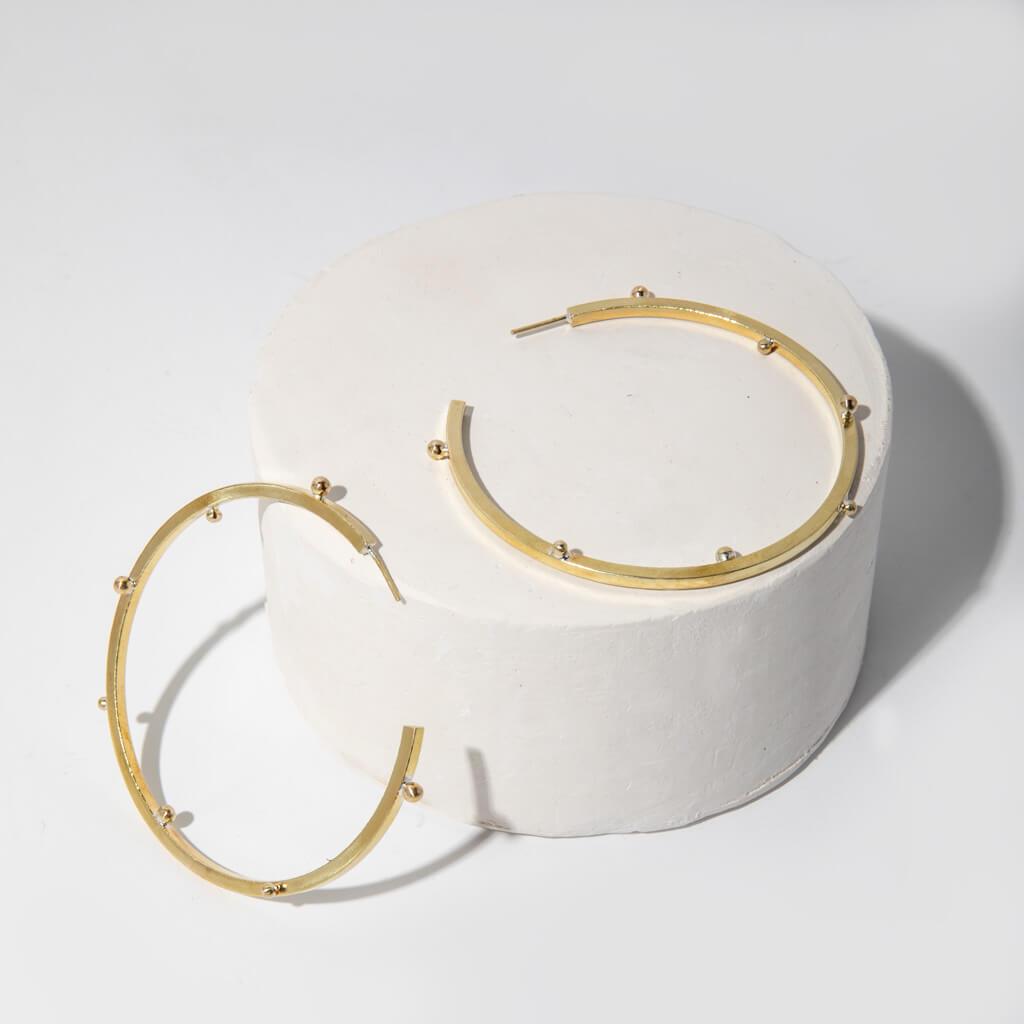 Rain Hoop Earrings - Brass