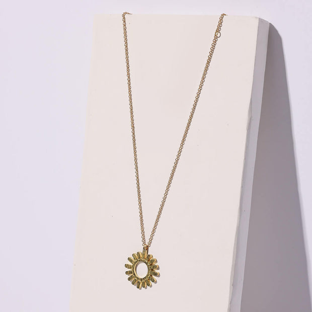 Ray Pendant Necklace - Brass