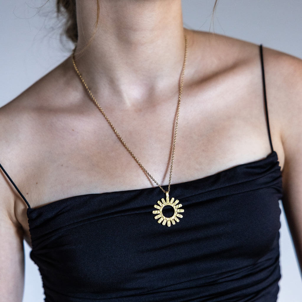 Ray Pendant Necklace - Brass