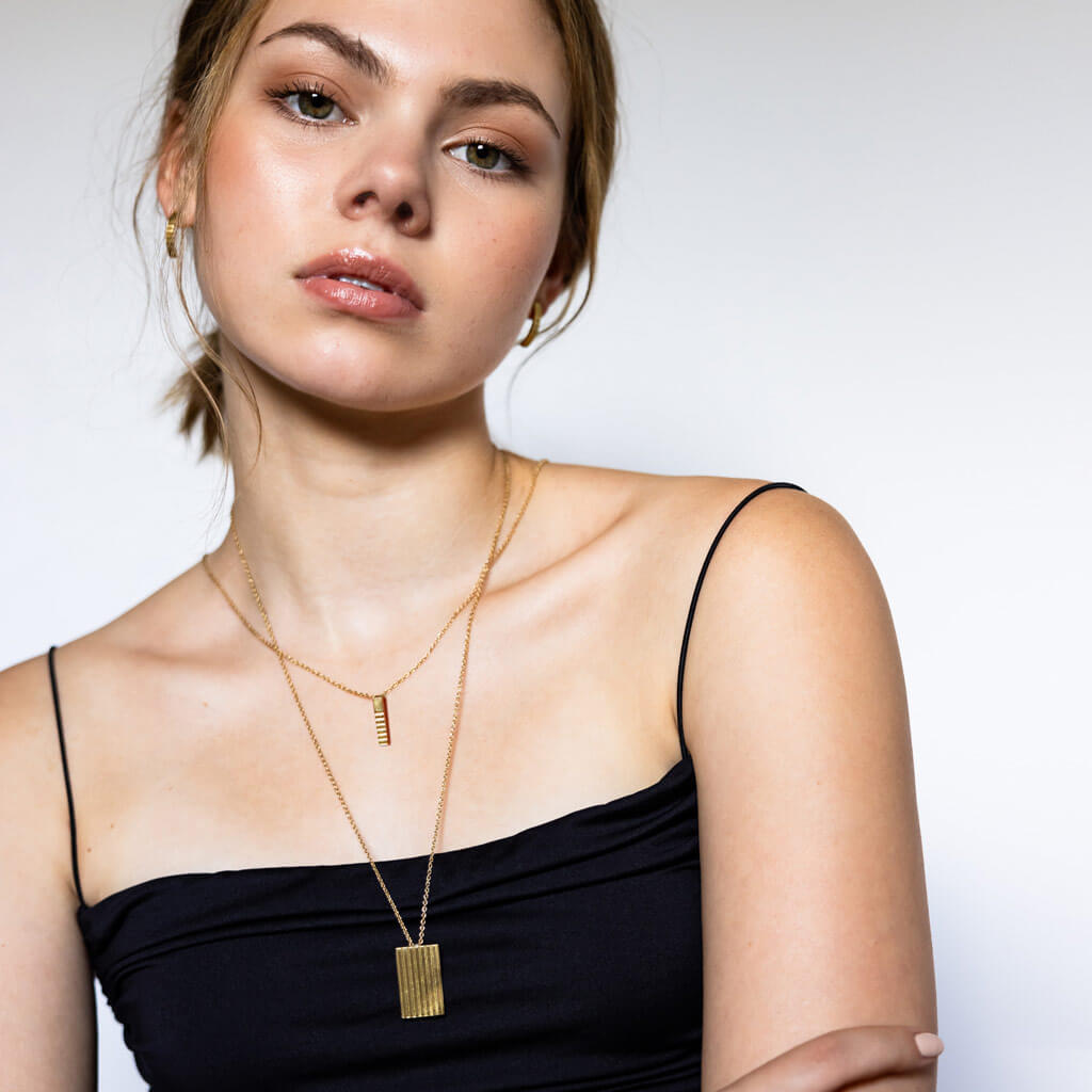 Ridge Charm Necklace - Brass