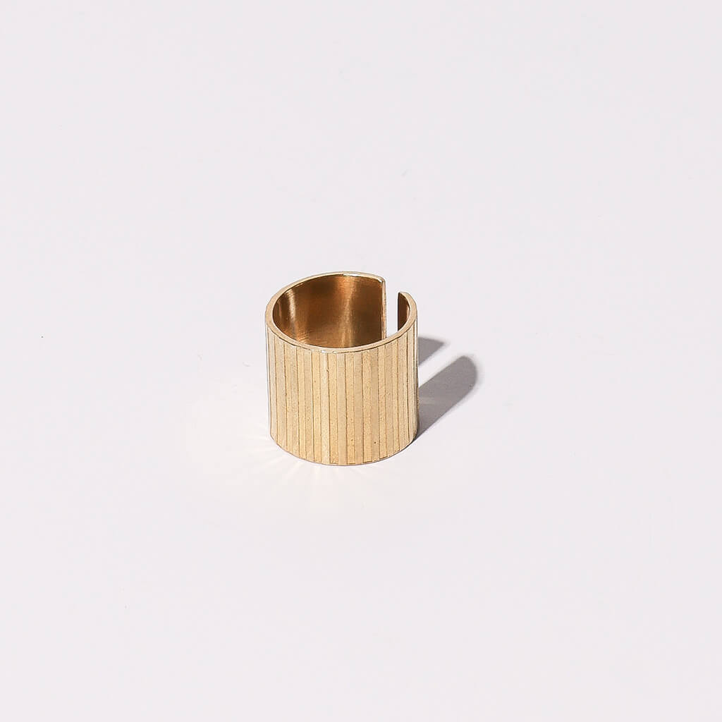 Ridge Adjustable Cuff Ring - Brass