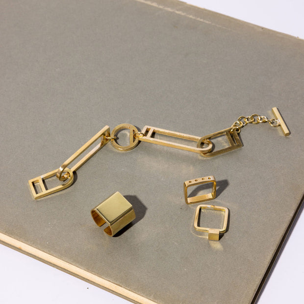 Smooth Adjustable Signet Ring - Brass